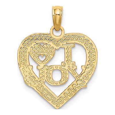 14K Yellow Gold I Heart You Pendant – view 4