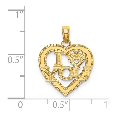 14K Yellow Gold I Heart You Pendant – view 5