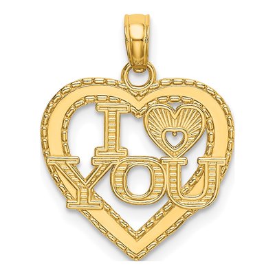 14K Yellow Gold I Heart You Pendant