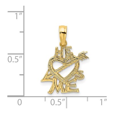14K Yellow Gold He Loves Me Heart Charm – view 5