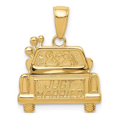14K Yellow Gold JUST Married Car Pendant