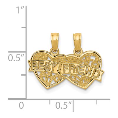 14K Yellow Gold Best Friend 2-Piece Heart Pendant – view 4