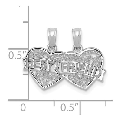14K White Gold Best Friend Break-Apart Heart Pendant – view 4