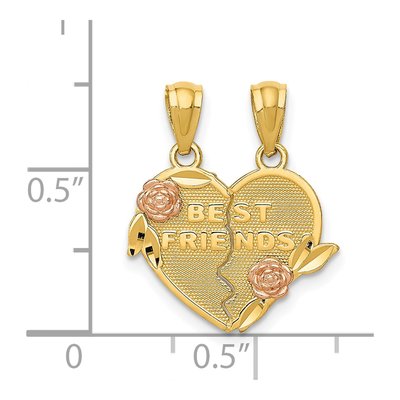 14K Two-Tone Gold Best Friends Heart Set Pendant – view 4