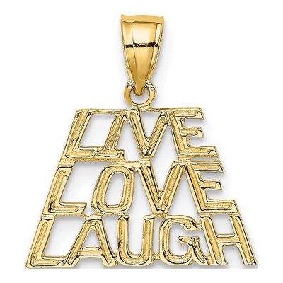 14K Yellow Gold Live Laugh Love Pendant