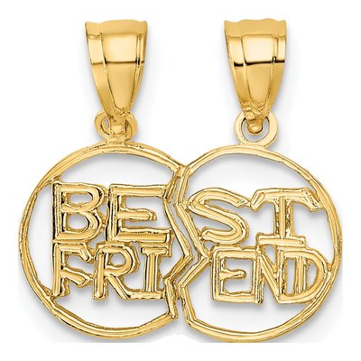 14K Yellow Gold Break Apart Cut-Out Best Friend Charm