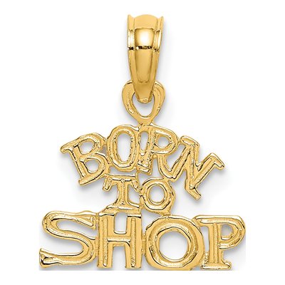 14K Yellow Gold Born to Shop Pendant