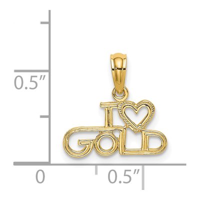 14K Yellow Gold I Heart Pendant – view 4