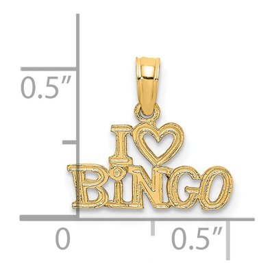 14K Yellow Gold I Heart Bingo Pendant – view 4