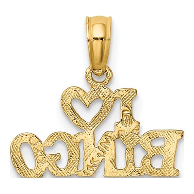 14K Yellow Gold I Heart Bingo Pendant – view 5