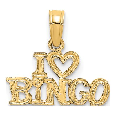 14K Yellow Gold I Heart Bingo Pendant