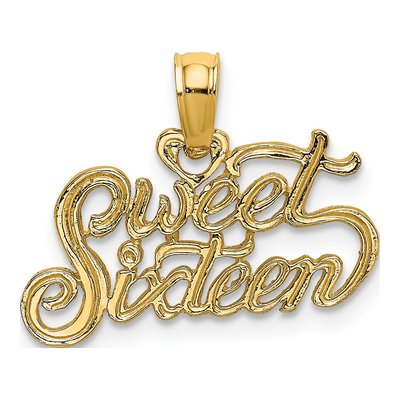 14K Yellow Gold Sweet Sixteen Pendant