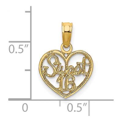 14K Yellow Gold Sweet 16-Heart Pendant – view 4
