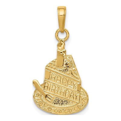 14K Yellow Gold Birthday Cake Candle Pendant