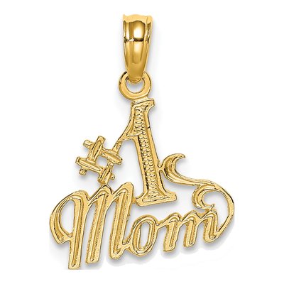 14K Yellow Gold MOM Number 1 Pendant