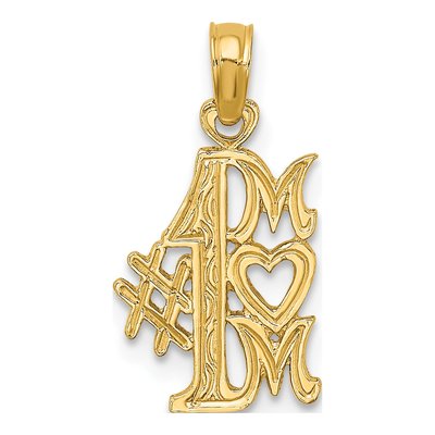 14K Yellow Gold MOM Number 1 Pendant