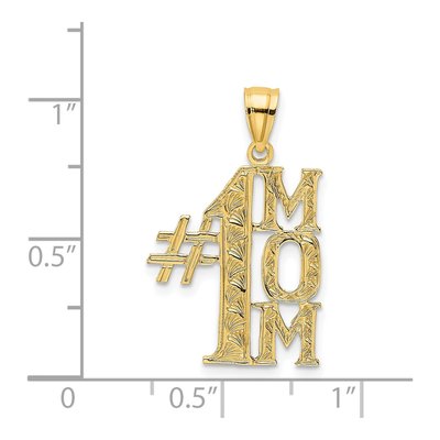 14K Yellow Gold MOM Vertical Number 1 Pendant – view 5