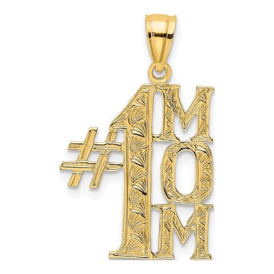 14K Yellow Gold MOM Vertical Number 1 Pendant