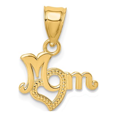 14K Yellow Gold MOM Heart Pendant