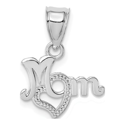 14K White Gold MOM Pendant