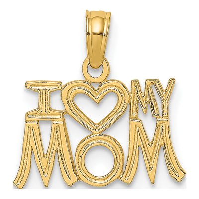 14K Yellow Gold I Heart My Mom Pendant
