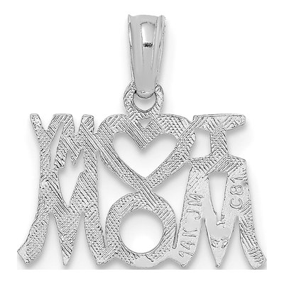14K White Gold I Heart MY MOM Pendant – view 4