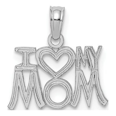 14K White Gold I Heart MY MOM Pendant