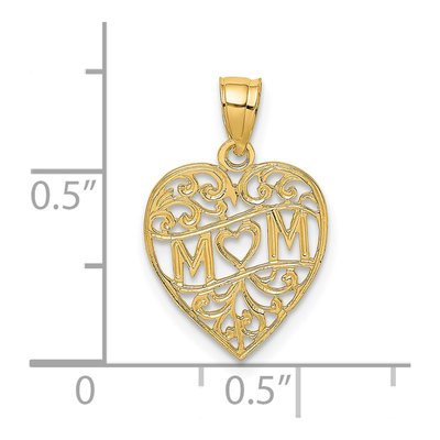 14K Yellow Gold Mom Heart Charm – view 5