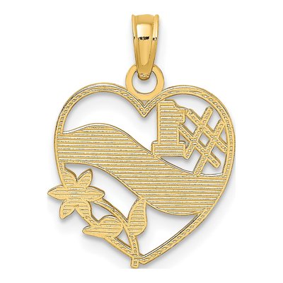 14K Yellow Gold Mother Heart Number 1 Charm – view 4