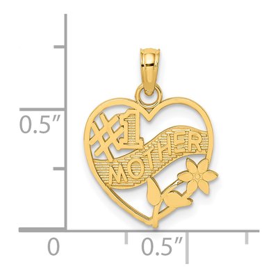 14K Yellow Gold Mother Heart Number 1 Charm – view 5