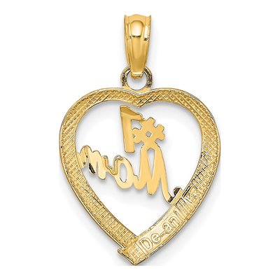 14K Yellow Gold MOM Heart Number 1 Pendant – view 4