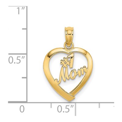 14K Yellow Gold MOM Heart Number 1 Pendant – view 5