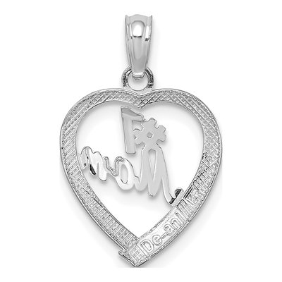 14K White Gold MOM Heart Number 1 Pendant – view 4