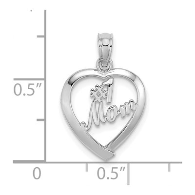 14K White Gold MOM Heart Number 1 Pendant – view 5
