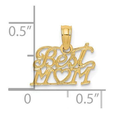 14K Yellow Gold Best Mom Heart Pendant – view 4