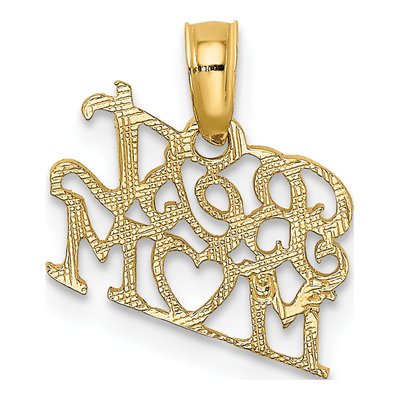 14K Yellow Gold Best Mom Heart Pendant – view 5
