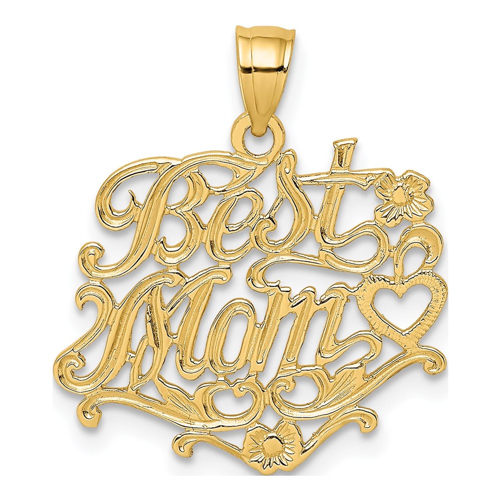 14K Yellow Gold BEST MOM Pendant