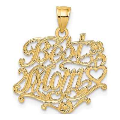 14K Yellow Gold BEST MOM Pendant
