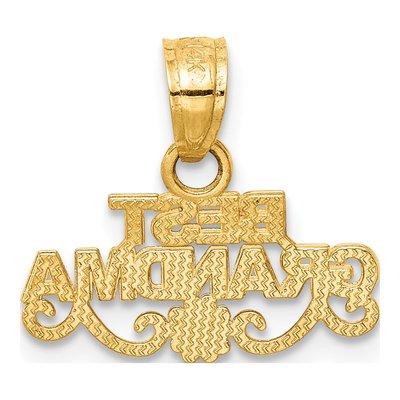 14K Yellow Gold Best Grandma Flower Pendant – view 5