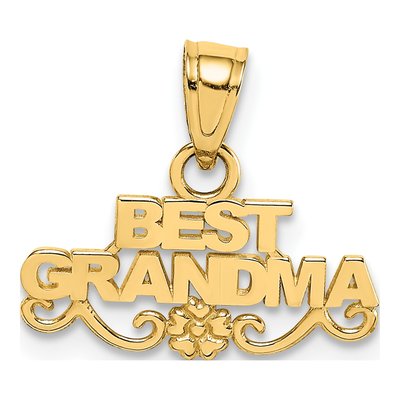 14K Yellow Gold Best Grandma Flower Pendant