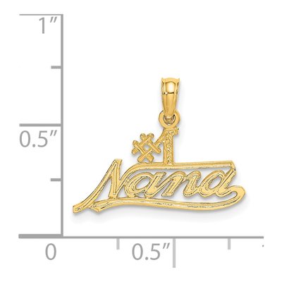 14K Yellow Gold NANA Script Number 1 Pendant – view 5