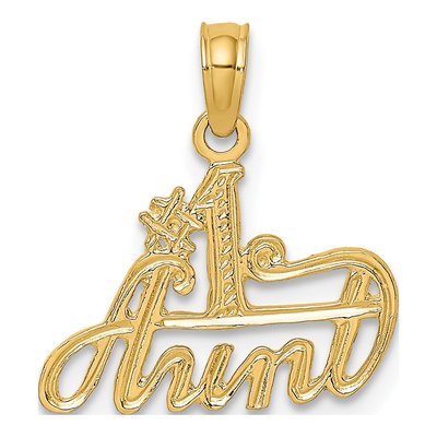 14K Yellow Gold AUNT Number 1 Pendant