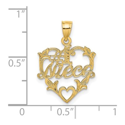 14K Yellow Gold Niece Heart Number 1 Pendant – view 4