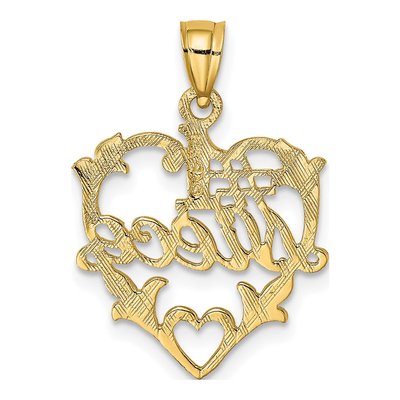 14K Yellow Gold Niece Heart Number 1 Pendant – view 5
