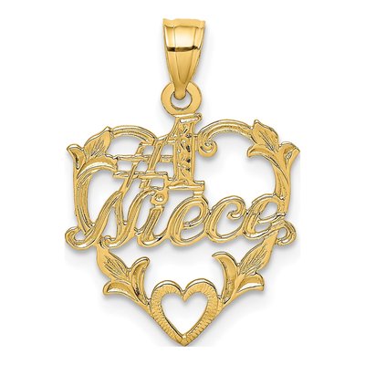 14K Yellow Gold Niece Heart Number 1 Pendant