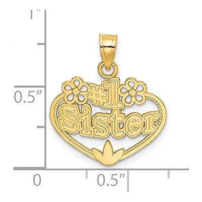 14K Yellow Gold Sister Heart Number 1 Pendant – view 4