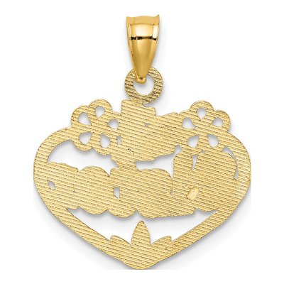 14K Yellow Gold Sister Heart Number 1 Pendant – view 5