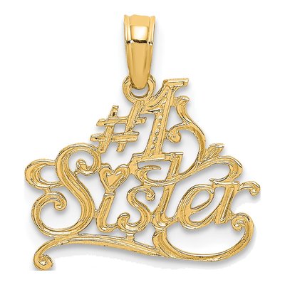 14K Yellow Gold Sister Number 1 Pendant
