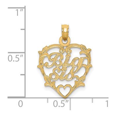 14K Yellow Gold BIG SIS Heart Pendant – view 4