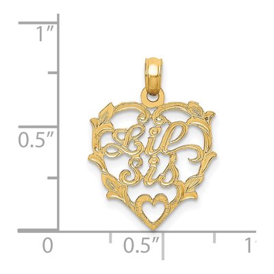 14K Yellow Gold LIL SIS Heart Pendant – view 4
